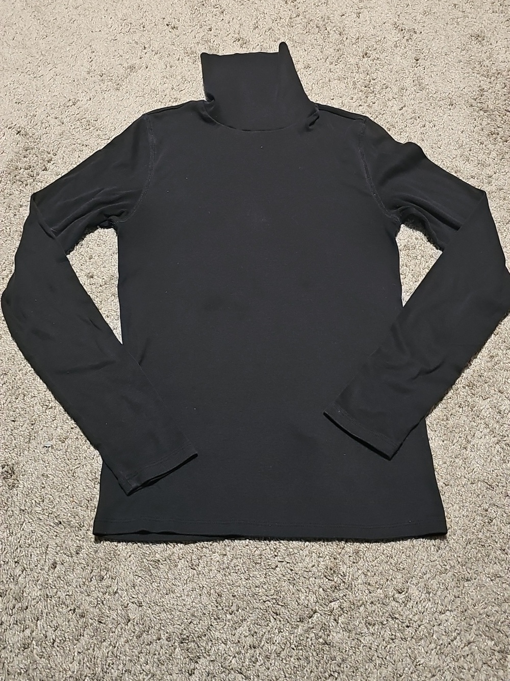 Everlane Womens Ribbed Black Turtle Neck Pima Cotton & Elastane
